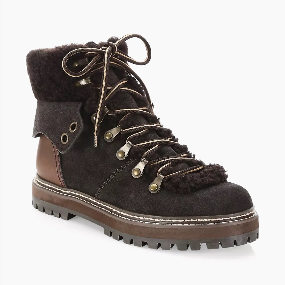 See by Chloé Eileen Lace-Up Shearling-Lined Ankle Boots - Picture 10 of 12